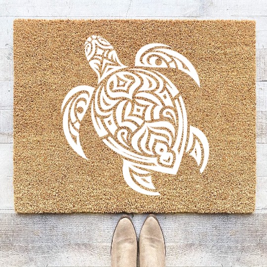 Cute Turtle T Tattoo Style Coir Doormats