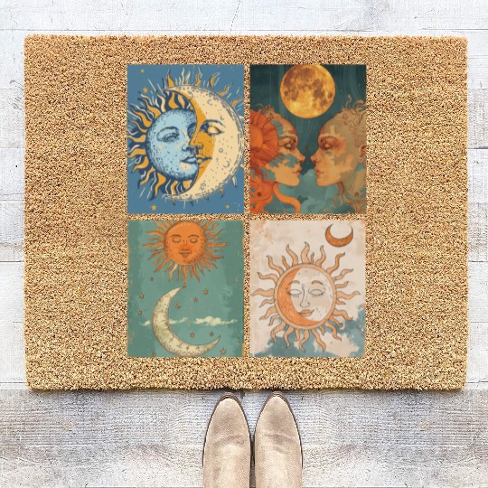 Moon and Sun Tarot Card Designed Look Coir Doormats