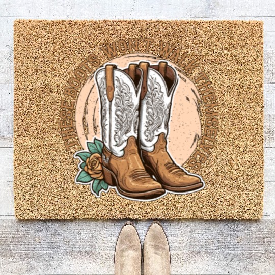 Cowboy Boots & Hats These Boots Won't Walk Rodeo Coir Doormats