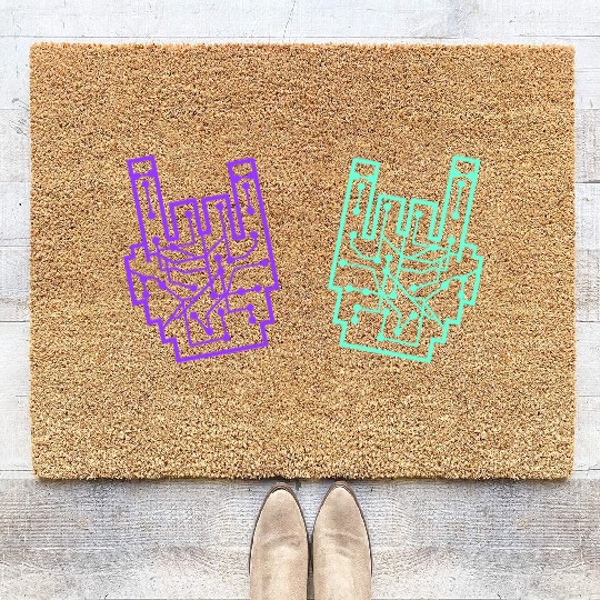 Heavy metal nerd electronic circuits hand gestures Coir Doormats