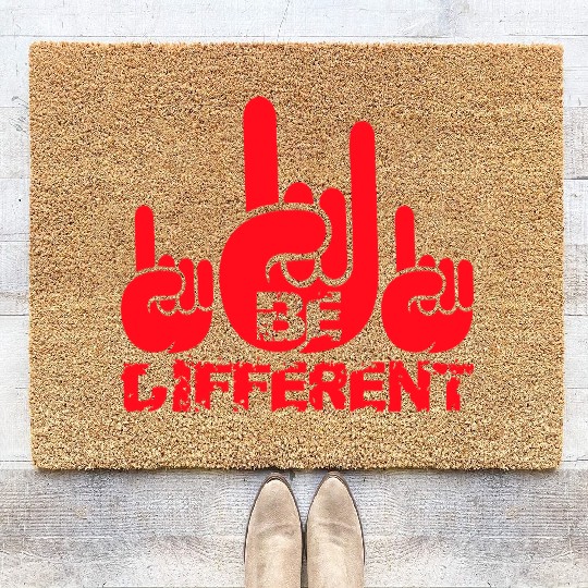 3 Be Different Heavy Metal Hard Rock Hand Gesture Coir Doormats