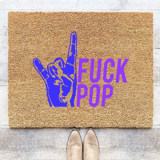Fuck pop charts music heavy metal fun hand gesture Coir Doormats