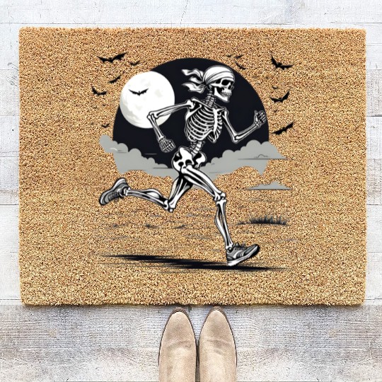 Midnight Marathon: Skeleton's Sprint Coir Doormats