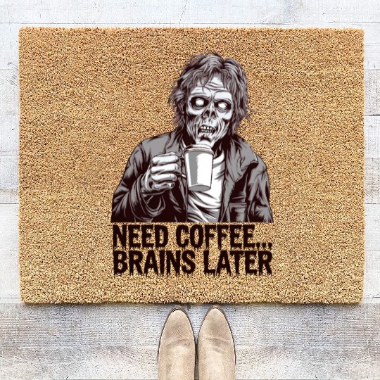 Zombie Coffee Run Coir Doormats