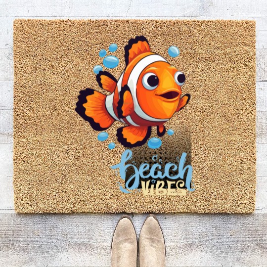 Cream Blue Green Modern Skeleton Beach Coir Doormats