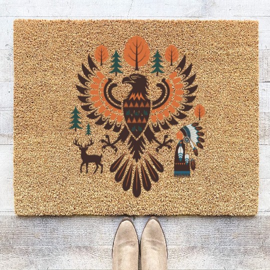 Native American Eagle Design Coir Doormats