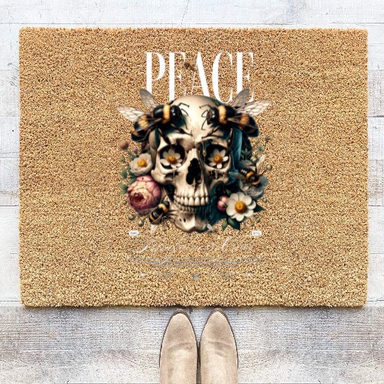 Rest In Peace skull Coir Doormats