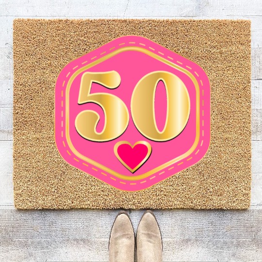 50th Anniversary - Heart Number Coir Doormats