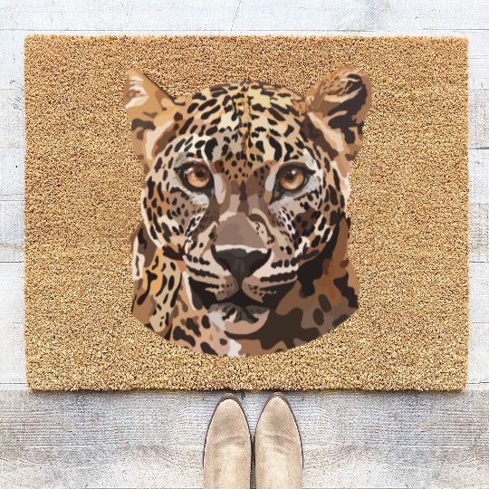 African Leopard poster Coir Doormats
