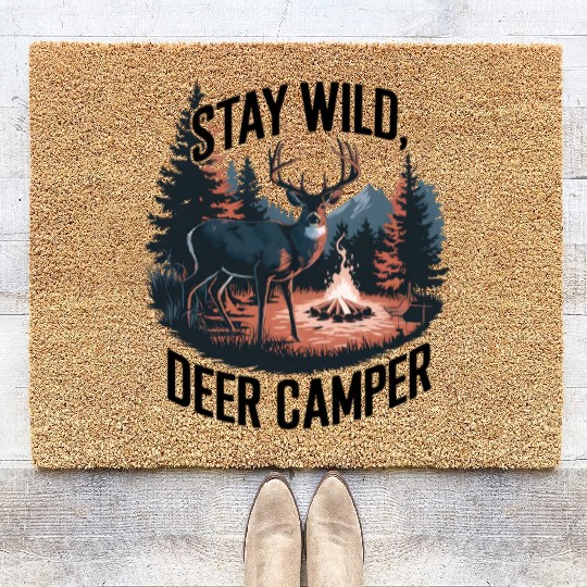 Camping Animal Deer Funny Coir Doormats Design