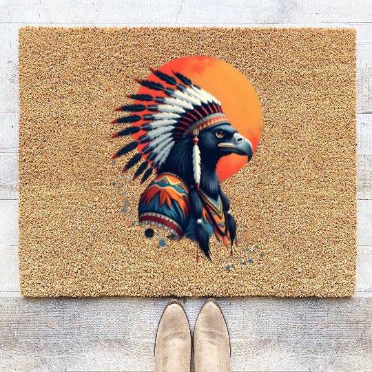 Wind Feather Native American Illustration Coir Doormats