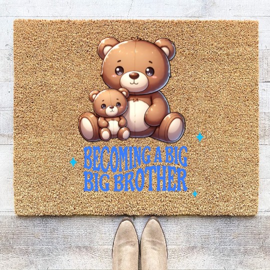 Soon I'll Be A Big Brother Cute Teddy Bears Coir Doormats