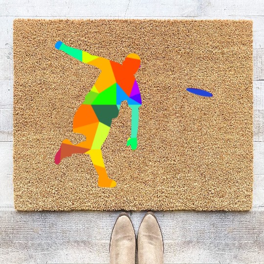 Ultimate Frisbee Rainbow Colors Polygon Sport Coir Doormats