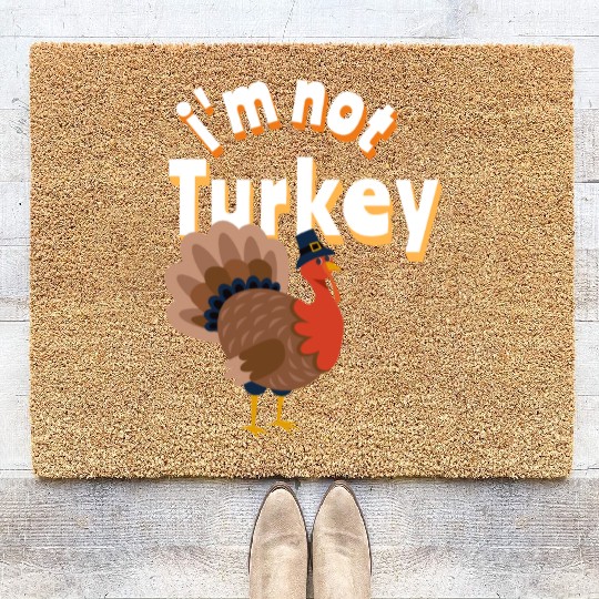 Festive Turkey with Pilgrim Hat Coir Doormats