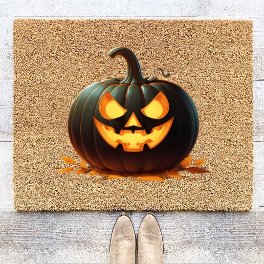 Midnight Glow: Enchanted Halloween Pumpkin Coir Doormats