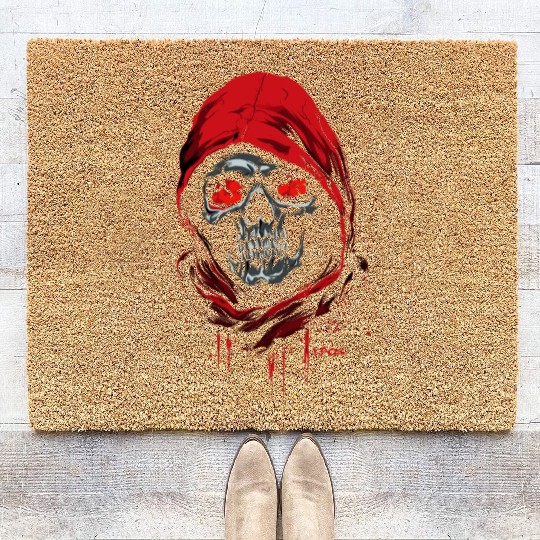 Red Hood and Dark Skull Coir Doormats