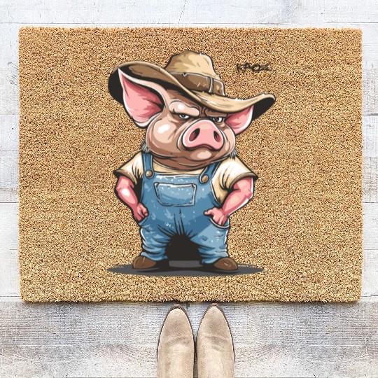 Hillbilly Pig Farmer – Redneck Village Life Coir Doormats
