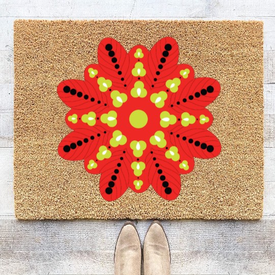 Vibrant Floral Mandala Design Coir Doormats
