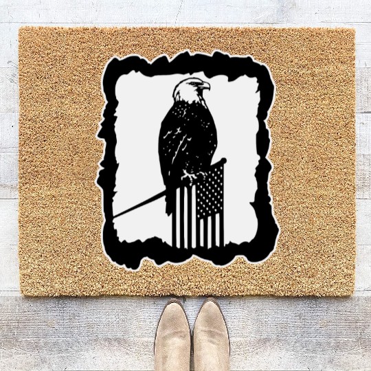 Framed Eagle On Flag Pole LIKE US ON FACEBOOK # Coir Doormats