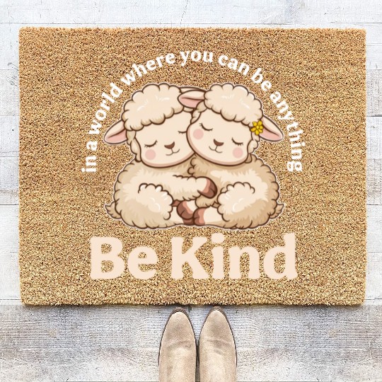 Lamb In a World Where You Can Be Anything Be Kind Coir Doormats
