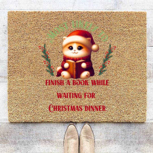 Most Likely To Christmas Bookish Quotes Coir Doormats