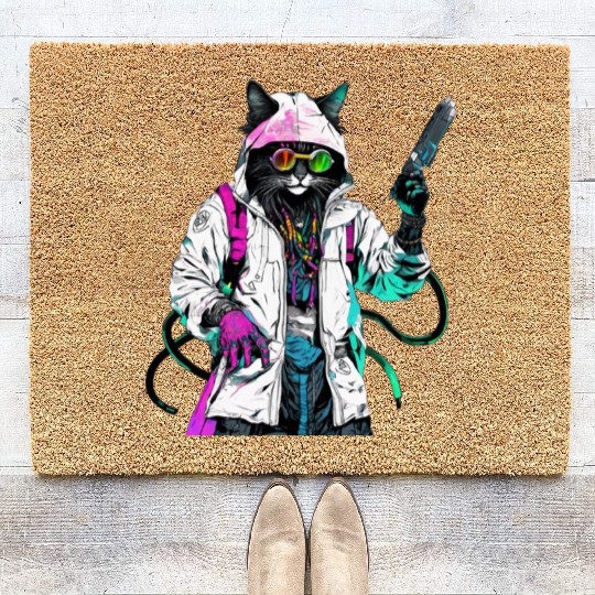 Rastafari Cyberpunk Bad Cat Coir Doormats