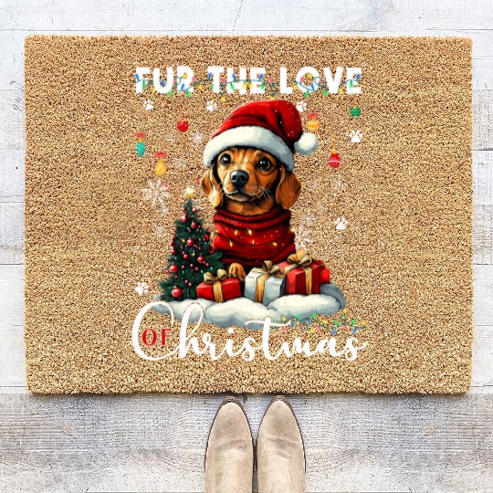 Dachshund Christmas Tree Lights Decorations Dog Coir Doormats