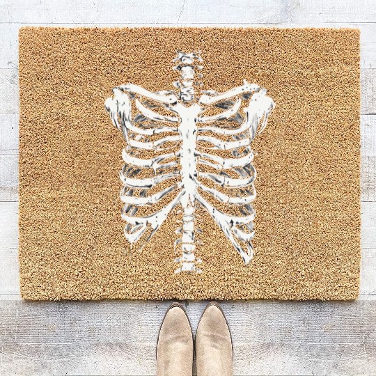skeleton rib cage spooky halloween Coir Doormats
