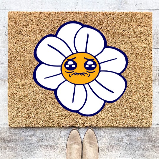 Sweet Flower Sad Face Weeping Spring Summer Crying Coir Doormats