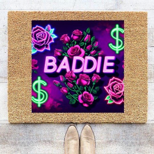 BADDIE in Neon Pink Coir Doormats