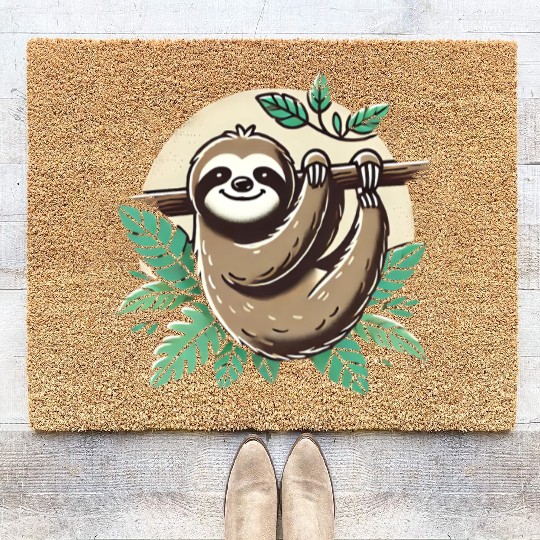 Relax and Unwind with this Adorable Hanging Sloth Coir Doormats