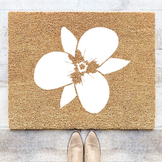 White Beautiful Flower Spring Summer Nature Flower Coir Doormats