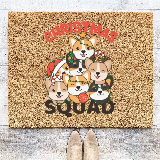 Corgi Christmas Tree Christmas Squad Dogs Coir Doormats