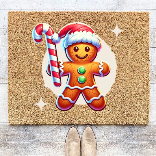 Gingerbread Man Christmas Cheer Coir Doormats