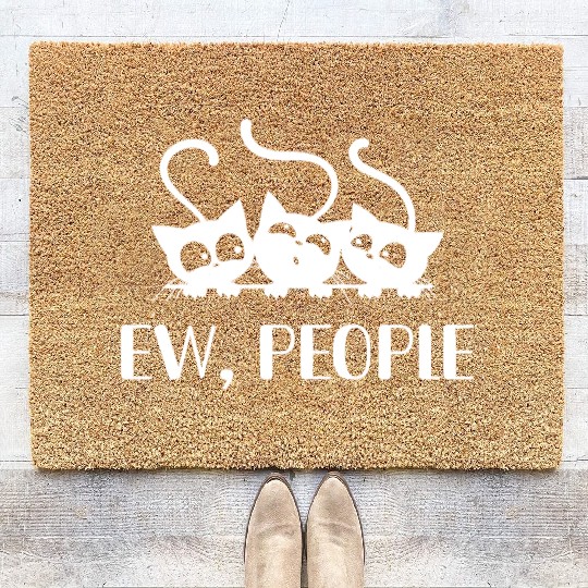 Cat Lover Coir Doormats, Ew People, Funny Gift For Cat