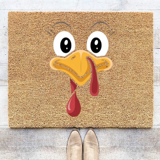 Funny Turkey Face Thanksgiving Humor Coir Doormats