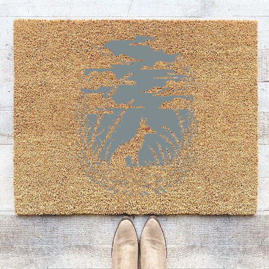 Dark Cottagecore Nighttime Wilderness with Wolf Coir Doormats