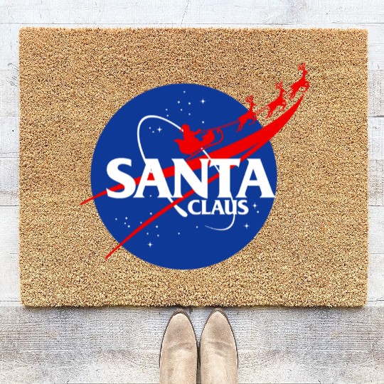 Santa claus funny parody nasa Coir Doormats