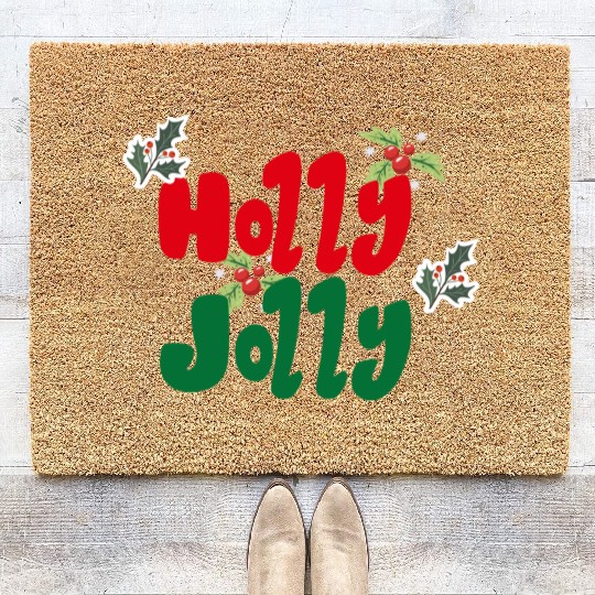 holly jolly Christmas Coir Doormats