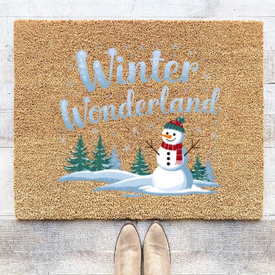 christmas snowman winter wonderland Coir Doormats