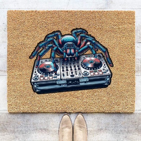 DJ Spider On The Controller-creative Design Coir Doormats