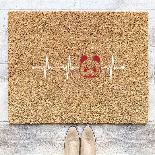 Panda Heartbeat Panda Bear Friend Giant Panda Coir Doormats