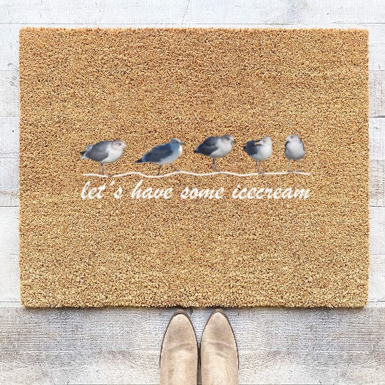 seagull icecream sea beach Coir Doormats