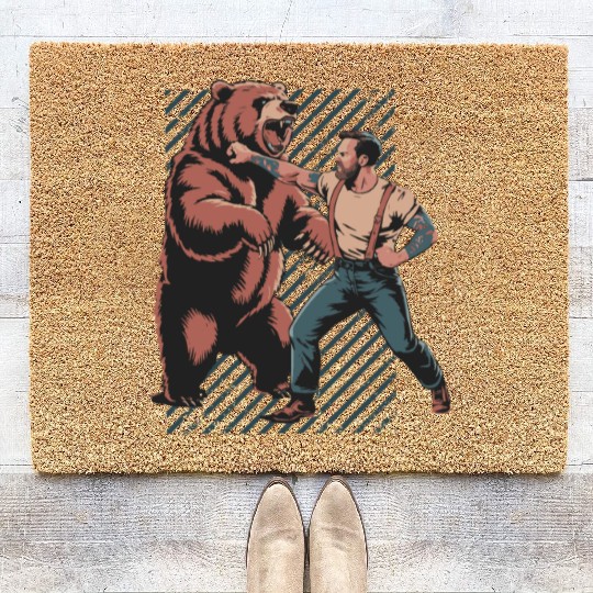 Man vs. Bear – Epic Wilderness Fight Coir Doormats