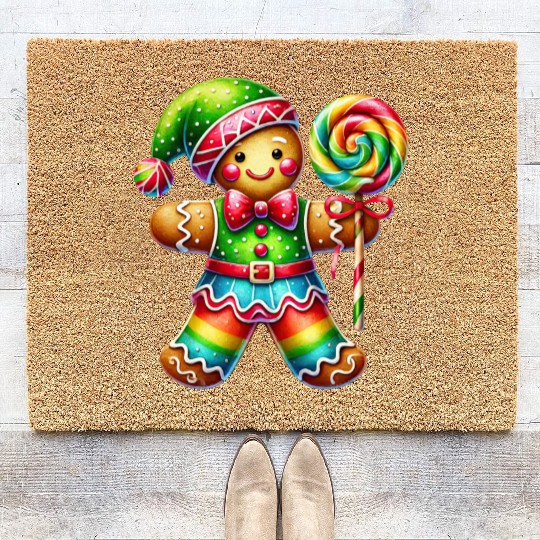 Gingerbread Christmas, Merry Christmas, Candy Coir Doormats