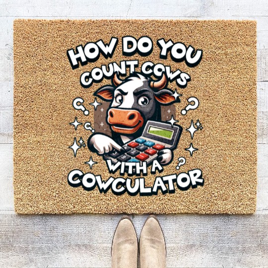 How Do You Count Cows with a Cowculator funny cow Coir Doormats