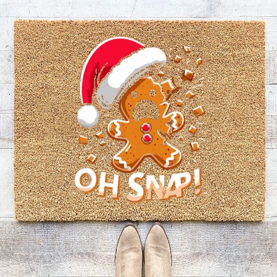Gingerbread Oh Snap Funny Christmas Coir Doormats