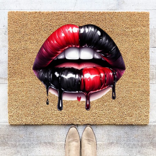 Black Gnomes Valentines Day Coir Doormats