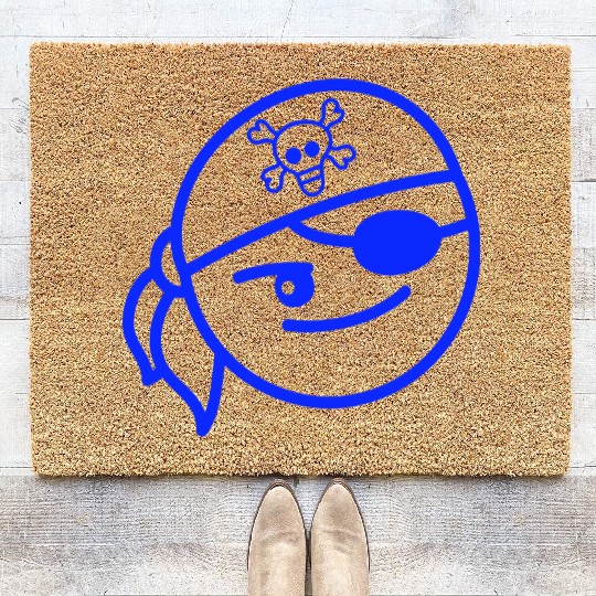 Funny Pirate Face Head Cute Headscarf Cap Toddler Coir Doormats
