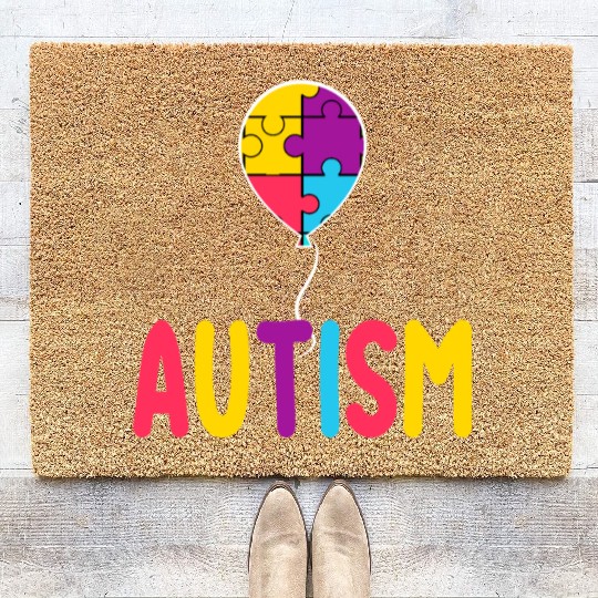 Autism Awareness Balloon - Spread Love and Support Coir Doormats